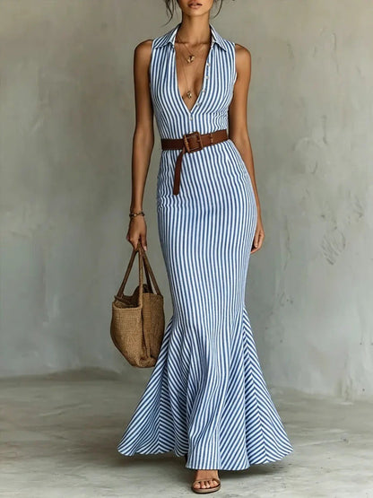 Lidia | vestido de rayas con silueta sirena