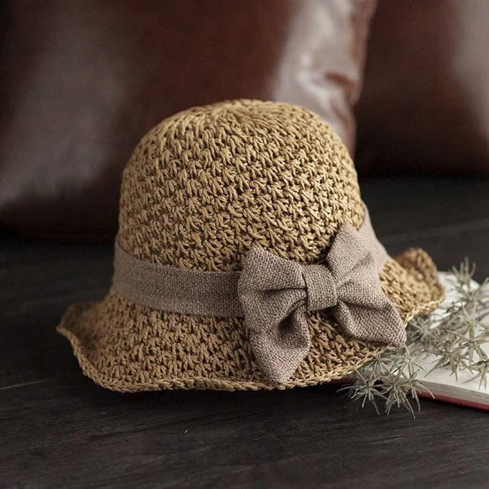 Lucía - Sombrero de paja con lazo retro