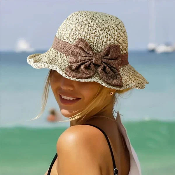 Lucía - Sombrero de paja con lazo retro